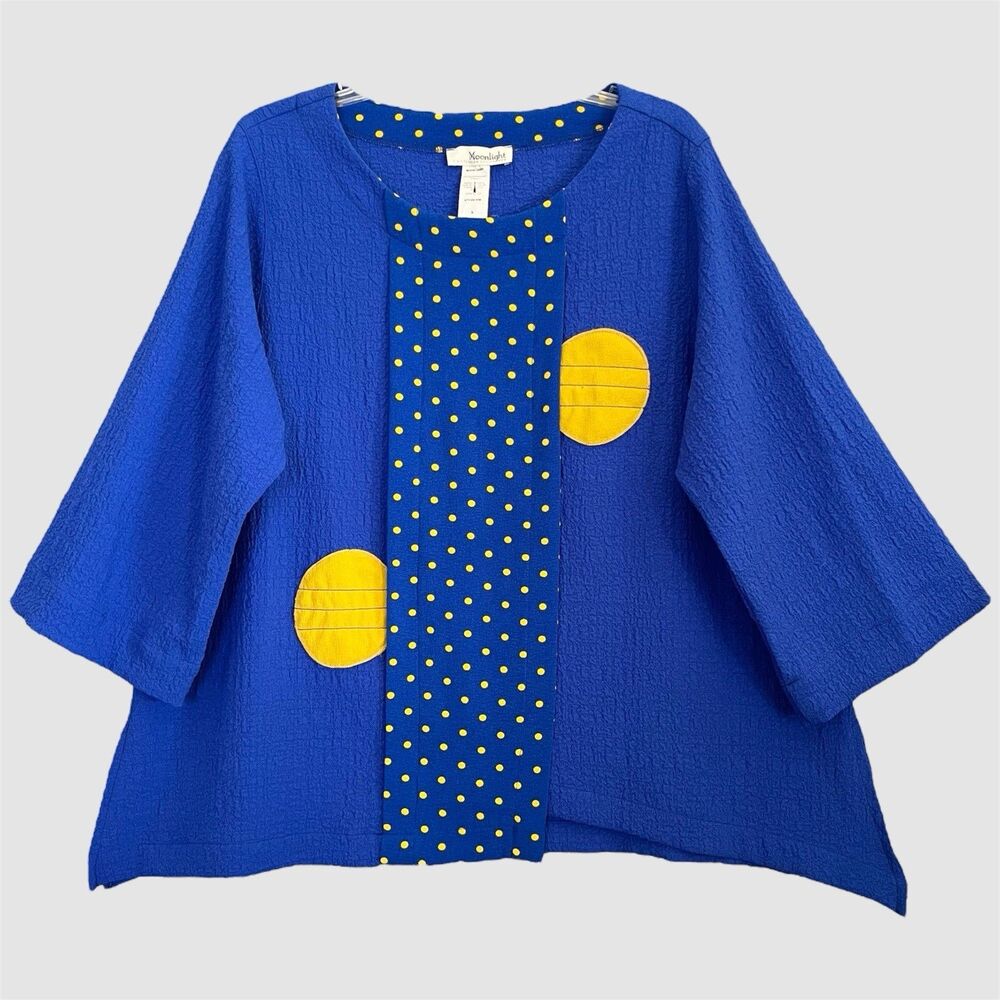 Moonlight Y&S Lagenlook Top Size S Funky Artsy Asymmetrical Oversized Boxy Tunic